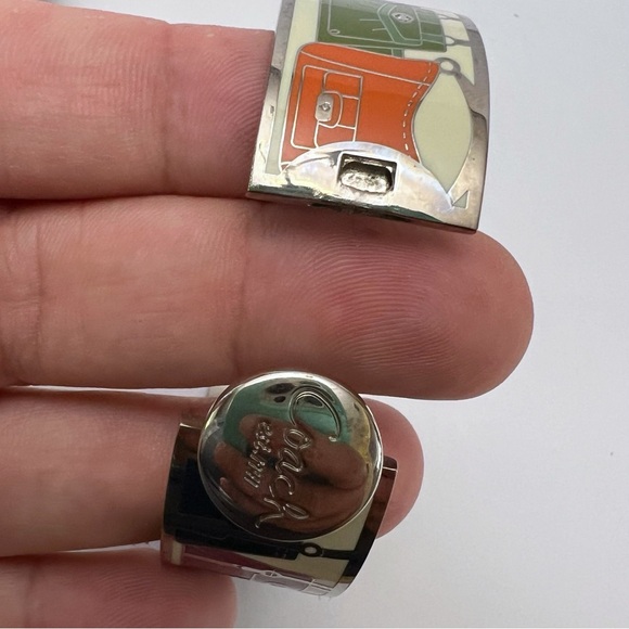 COACH Multicolor Enamel Purse Handbag Design Hinged Bracelet Silvertone - Picture 11 of 16